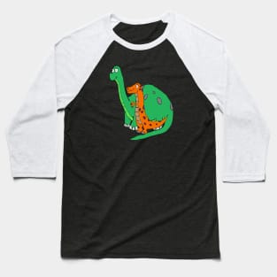 Cute Baby Dino Friends, Diplodocus and T-Rex Dinosaurs Baseball T-Shirt